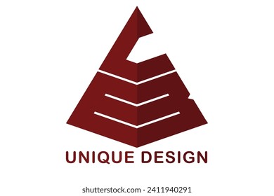Logo de la forma de la pirámide creativa CB de letra moderna