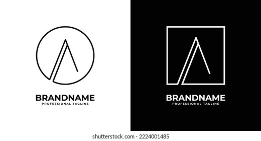 Modern letter a circle logo, Unique Letter A Square Logo.