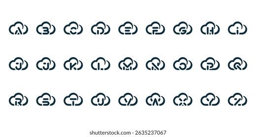 modern letter cloud logo premium template bundle
