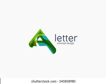 Modern A letter company logo, clean design. Abstract shape made of color overlapping wave pieces