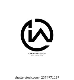Modern letter cw or wc rounded shape monogram circles initial logo