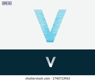 Modern letter cyber logo V, Stock Vector eps 10