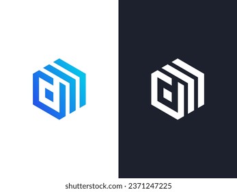Modern letter D with arrow logo icon template
