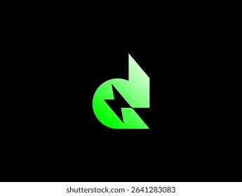 modern letter D bolt lightning logo concept for energy company