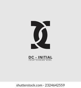 modern letter D C initial logo icon. Abstract vector graphics simple elegant flat illustration style.