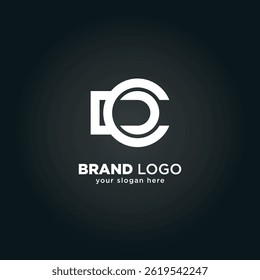 Modern Letter D and C Monogram Logo with Black Background.