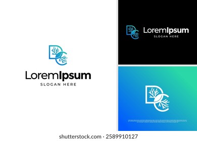 Modern letter D and C nature logo vector design creative