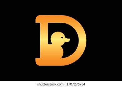 Modern letter D designed with duck in it