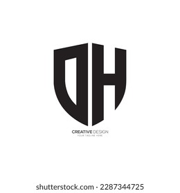 Modern letter D H with security shield monogram logo
