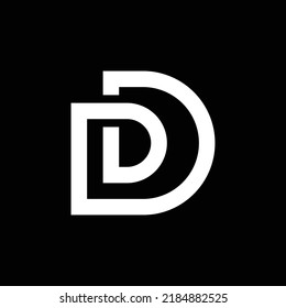 Modern letter D with overlapping line vector logo design