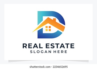 modern letter d real estate logo design template