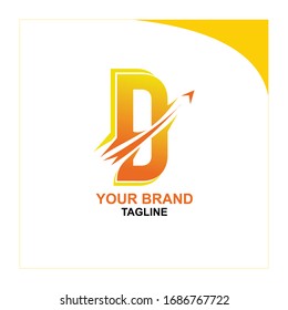 Modern letter decorative font with gradient. Cute D Decorative monogram alphabet logo