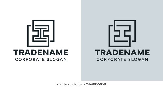 Modern Letter I with Double Square Logo, for business with I initial