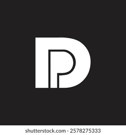 Modern letter DP or PD unique logo design art icon initial vector minimal awesome trendy  logo design, P letter inside D and negative space template.