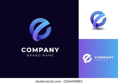 modern letter E abstract globe logo icon design. colorful letter e logo for technology brand identity symbol mark design