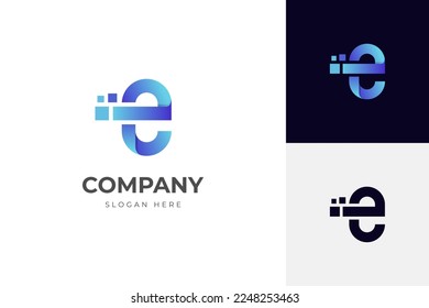 modern letter E abstract logo template, colorful, letter e logo for technology brand identity symbol mark design