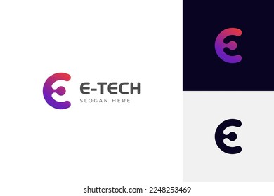 modern letter E abstract logo template, simple letter e logo for technology brand identity symbol mark design