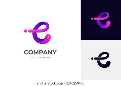 modern letter E abstract logo template, colorful, letter e logo for technology brand identity symbol mark design