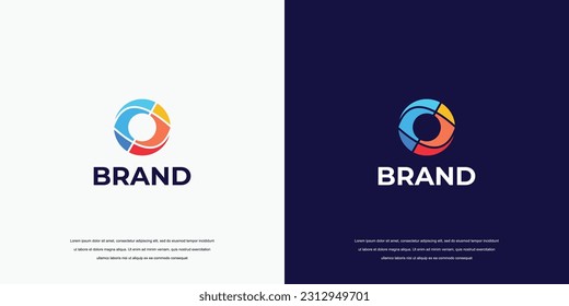 modern letter E abstract logo template, colorful, letter O logo for technology brand identity symbol mark design