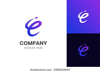 modern letter E abstract logo template, colorful, letter e logo for technology brand identity symbol mark design