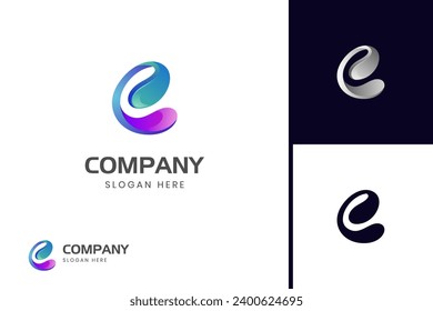 modern letter E abstract logo template, colorful, letter e logo for technology brand identity symbol mark design