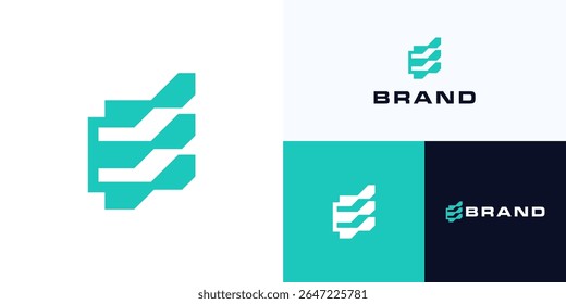 Letra moderna E com conceito de estilo geométrico, Elemento de ilustração vetorial de design de ícone de logotipo, Sinal alfabético inicial abstrato de símbolo com cor azul-petróleo para a identidade da marca e empresa de negócios