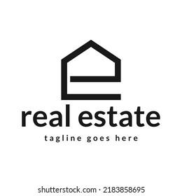 modern letter E house real estate vector logo design