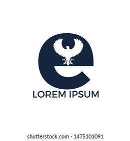 Modern Letter E initial Falcon logo designs. Alphabet E initial Hawk Symbol template.