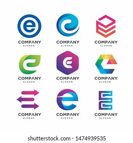 Modern Letter E Logo design templates. Monogram Letter logo. Colorful Logo Design