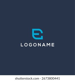 Moderno Letra E Design de logotipo - Minimalista Blue Monogram Ícone de marca comercial