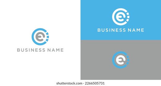 Modern letter E logo inside a blue circle, abstract branding, corporate identity, minimalist emblem, business design