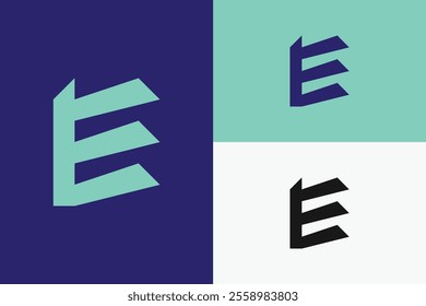 modern letter E logo, simple letter E logo.