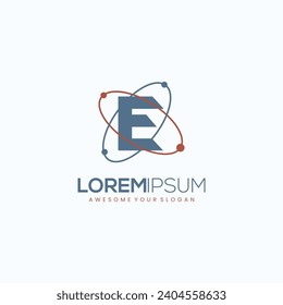 Modern Letter E Orbit Logo Design-Vektorbild