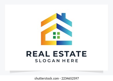 modern letter e real estate logo design template