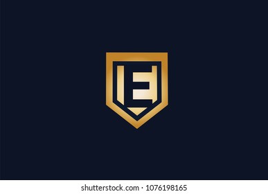 Modern Letter E Shield Logo Design Template.