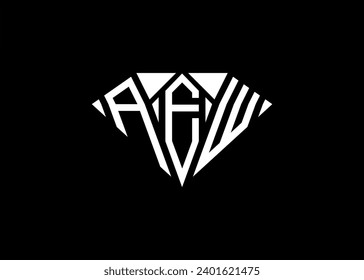 Letra moderna logotipo de forma diamantífera A E W y modelo vectorial del logotipo de letra E W del monograma inicial.