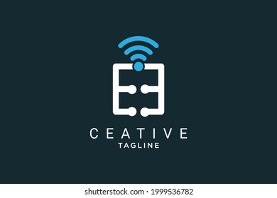 Logo de la letra moderna E del icono del vector wifi.