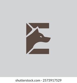 Modern Letter "E" with Wolf Head Logo