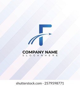 Modern Letter F airplane logo Design