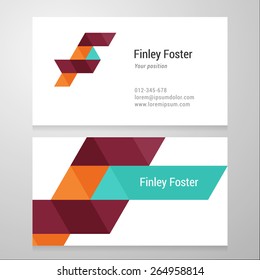 Modern letter F Business card template. Vector design. Layered, editable.