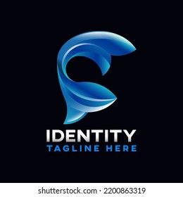 Modern letter F fish logo
