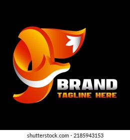 Modern Letter F fox logo. Vector illustration