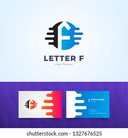 Modern Letter F Logo Business Card Design and Illustration for All Type of Business