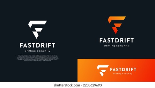 Modern letter F monogram style logo design template