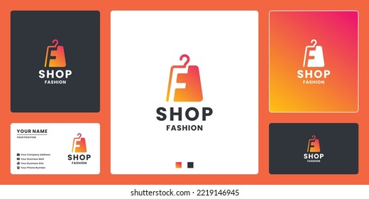 modern letter F online shop logo design