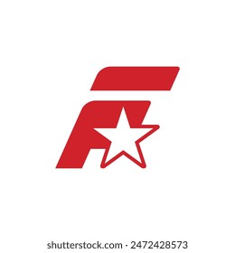 Modern letter F with star great for sport event or sport company logo