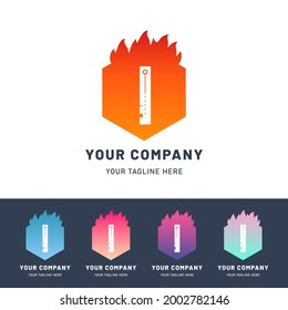Modern Letter I Fire Logo