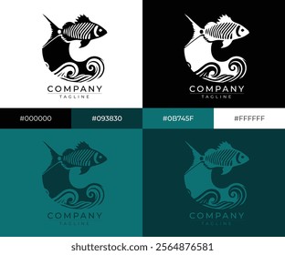 modern Letter formed with fish icon Logo Design Template Inspiration, Vector Illustration.