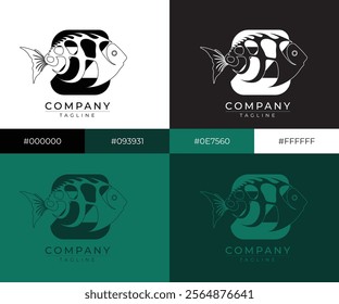 modern Letter formed with fish icon Logo Design Template Inspiration, Vector Illustration.