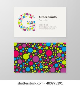 Modern letter G circle colorful Business card template. Vector design. Layered, editable.